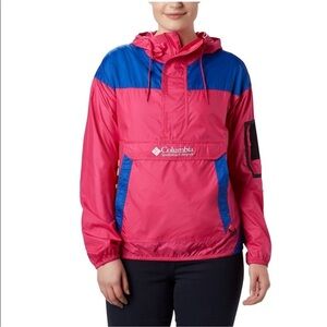Columbia Women's Challenger Hooded Windbreaker	Pink/Blue Size XL